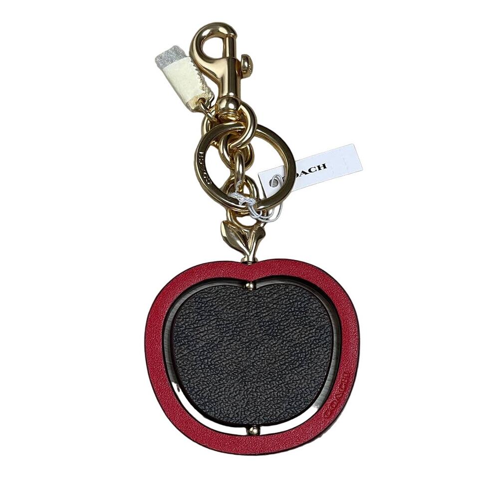 Coach Spinning Apple Bag Charm in Signature Canvas Keychain - Picture 1 of 8